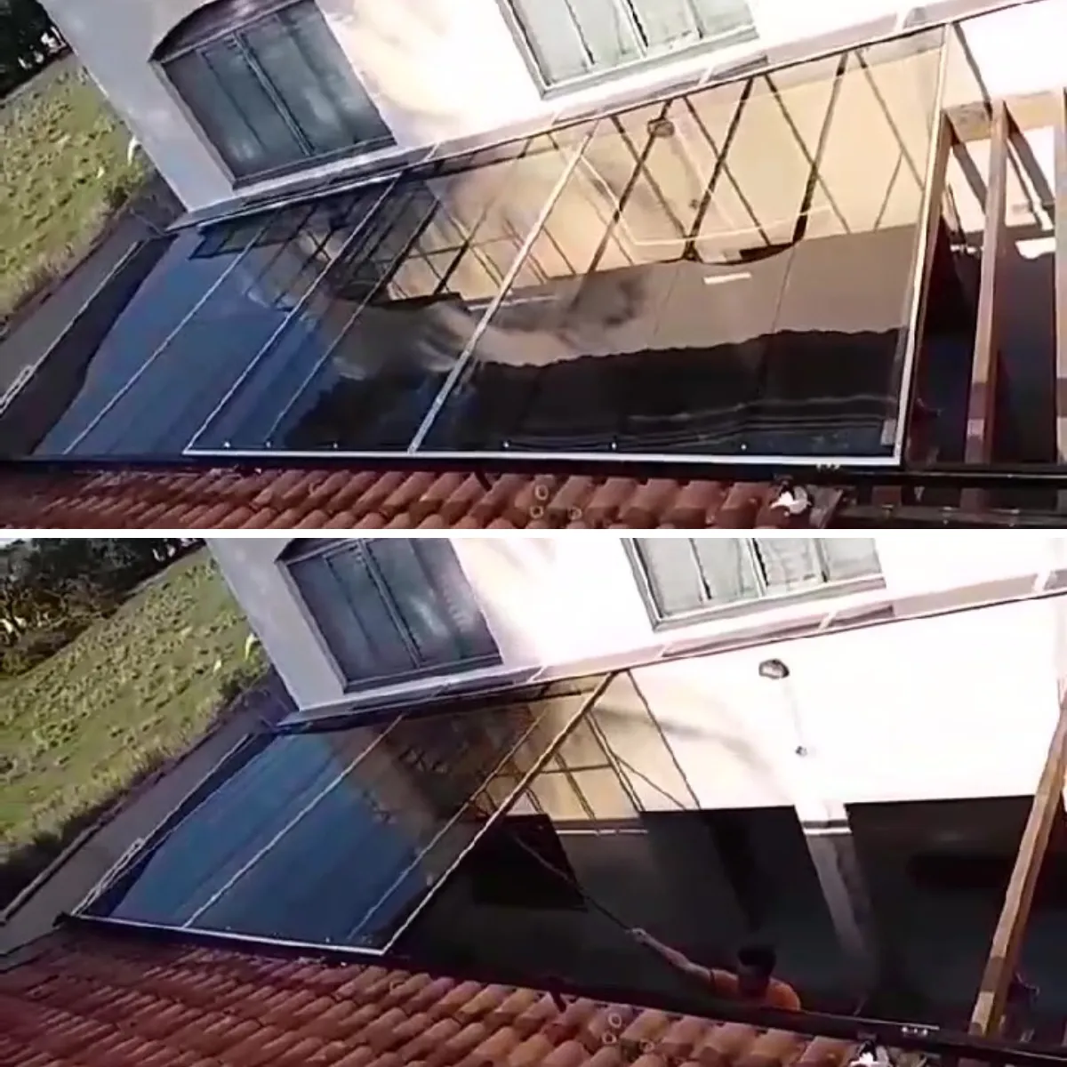 Cobertura Retrátil Policarbonato/Telha/Vidro em Porto Ferreira SP — Cobertura em quintal residencial coberto