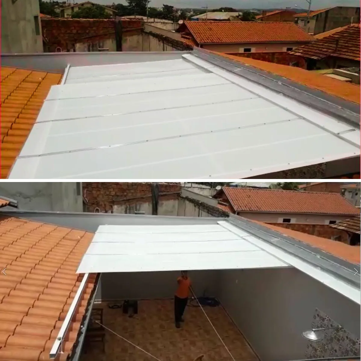 Reforma de Toldos e Coberturas em Centro, Porto Ferreira SP — Cobertura com estrutura metálica reforçada
